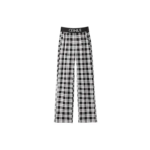 MITUAN Casual Pants Women's Black Plaid