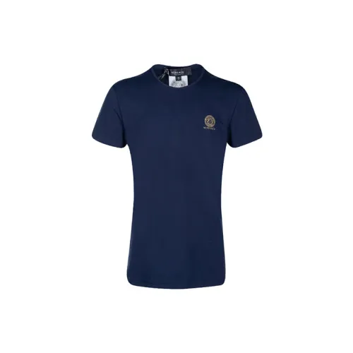 VERSACE Men’s SS21 Round-neck Short Sleeve Blue T-shirt