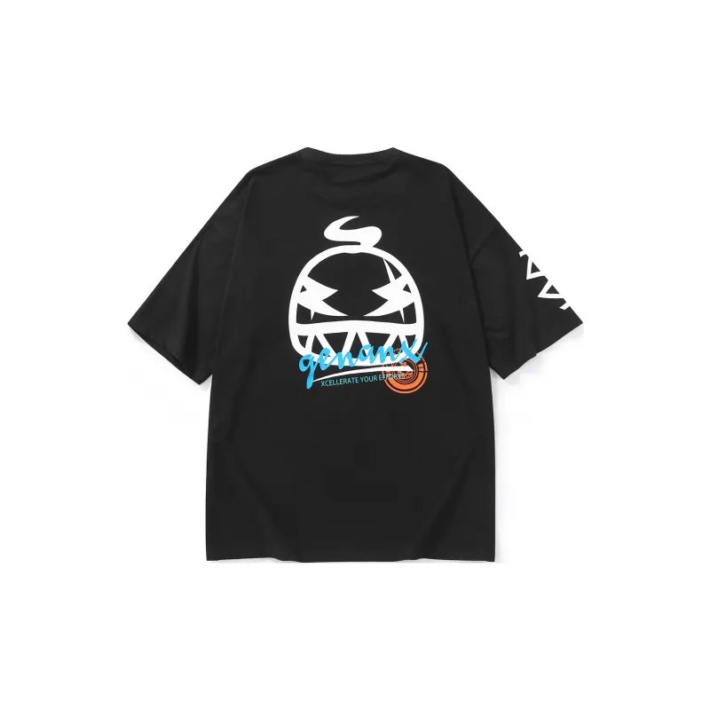 GENANX Straight Elbow Length Sleeved T Shirt Unisex Black-1