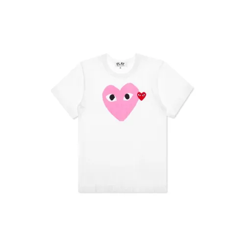 CDG Play Red Emblem Heart T-shirt White/Pink