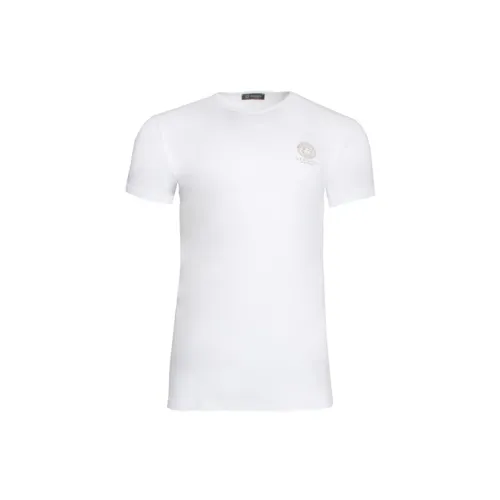VERSACE  Round Collar  Medusa Pattern T-Shirt  White Male 
