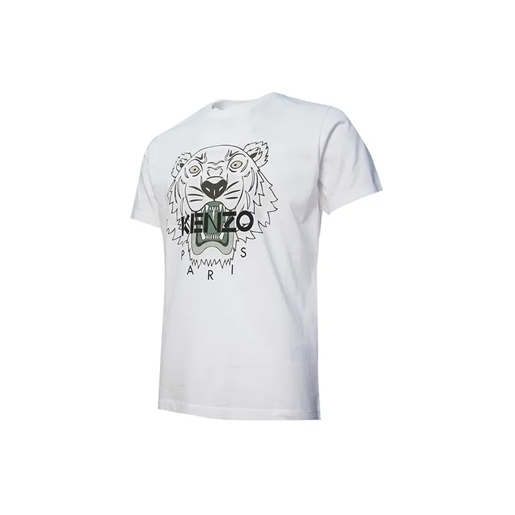 KENZO Classic Tiger Head T Shirts Men White-2