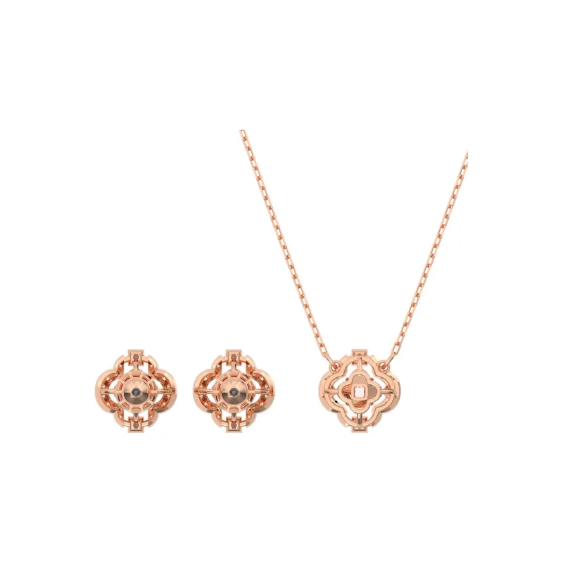Swarovski Rose Gold Plated Necklace & Stud Earrings Set Women's-2