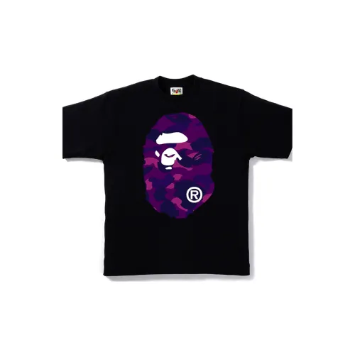 A BATHING APE Bape  Ape Head Series MULTI Pattern Short-sleeved T-shirt Unisex Black