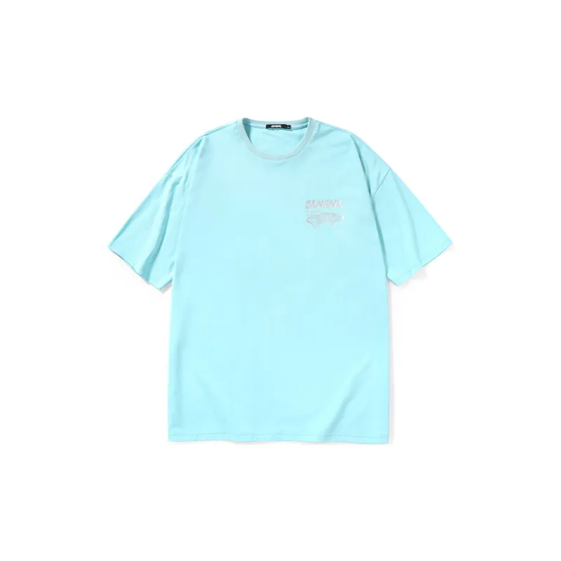 GENANX Straight Elbow Length Sleeved T Shirt Unisex Clearwater Blue-1
