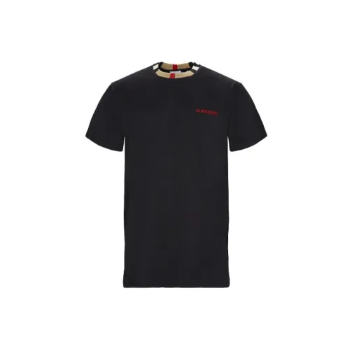 Burberry Men Icon Stripe Trim Cotton T-shirt Black