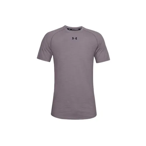 Under Armour Charged T-Shirts Men Lead Gray Purple