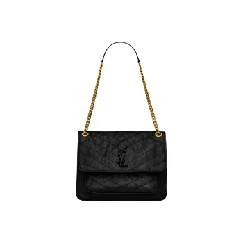SAINT LAURENT Niki Cow Leather Hobo Bag, Portable Crossbody Bag, Shoulder Bag Women's Black
