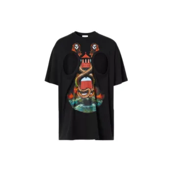 Burberry Cut Out Detail Mermaid Print T shirt