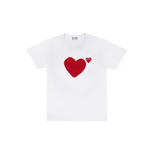 CDG Play Women's Red Emblem No Eyes T-shirt White