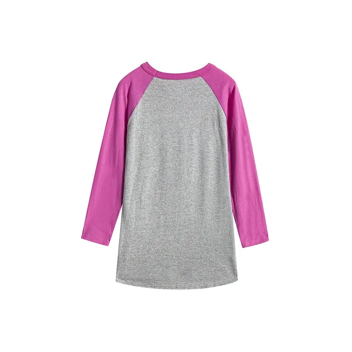 Champion Raglan Sleeve T Shirt Unisex Gray Pink US Version-1