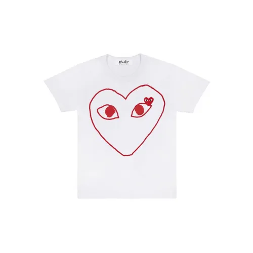 CDG Play Red Emblem Outline T-shirt White