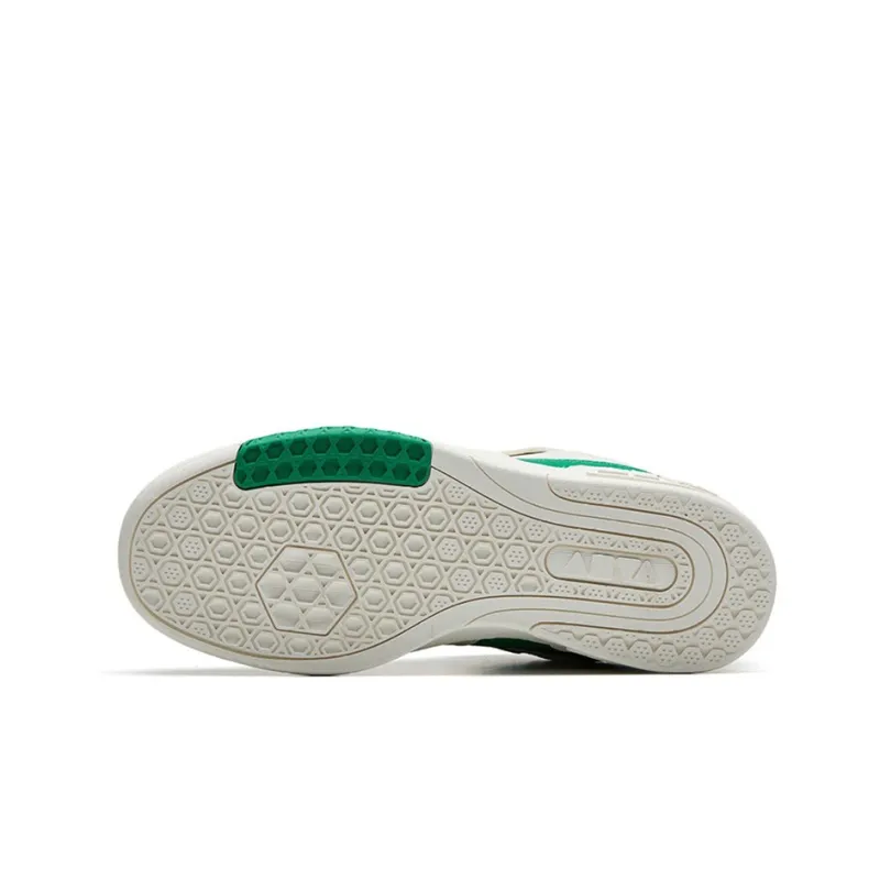 Anta Anti Slip Wear Resistant Low Top Skateboard Shoes Women's White Green-3