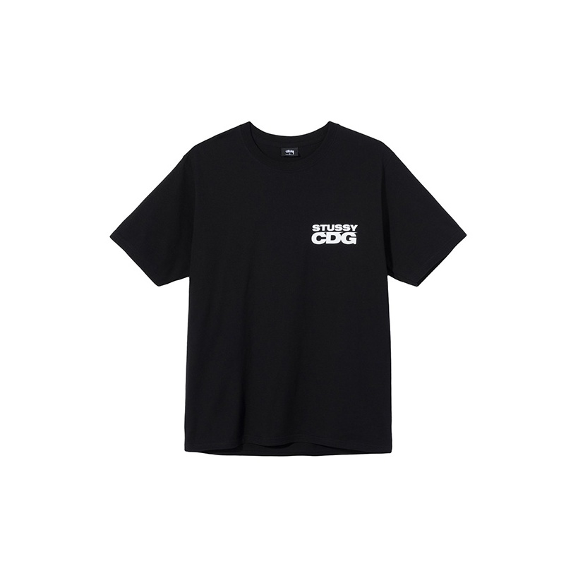 CDG good x Stussy Logo Black TShirt