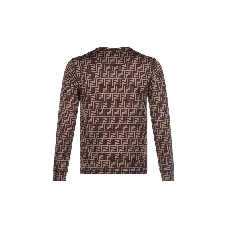 FENDI T-Shirts Men Brown Black-1