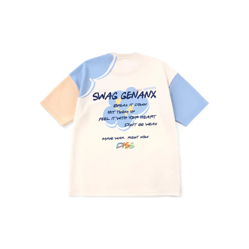 GENANX Straight Elbow Length Sleeved T Shirt Unisex Beige Yellow-1