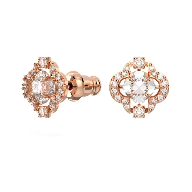 Swarovski Rose Gold Plated Necklace & Stud Earrings Set Women's-3