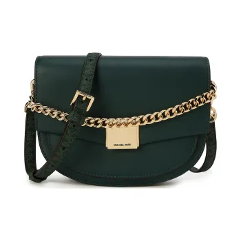 MICHAEL KORS Lita Leather Saddle Bag Portable Crossbody Bag Shoulder Bag Women's Dark Green