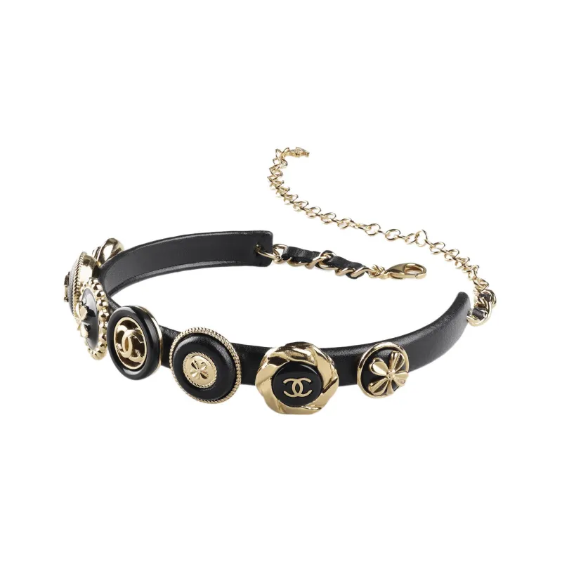 CHANEL Necklaces Women's Black Gold-1