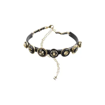 CHANEL Necklaces Women's Black Gold