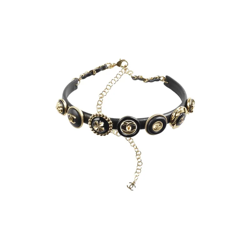 CHANEL Necklaces Women's Black Gold-0
