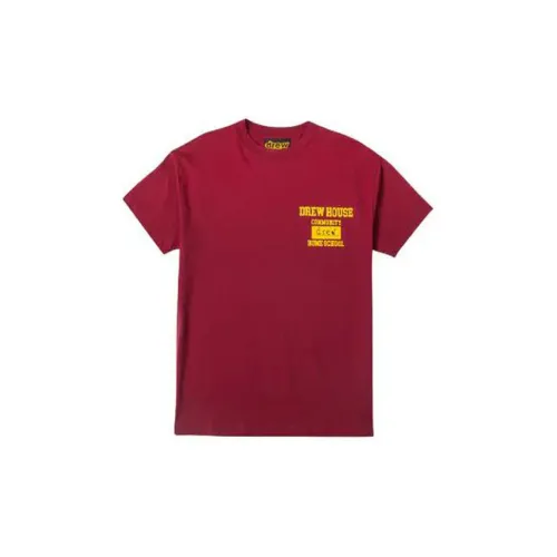 Drew House Letter Logo Series T-Shirts Unisex Burgundy Red