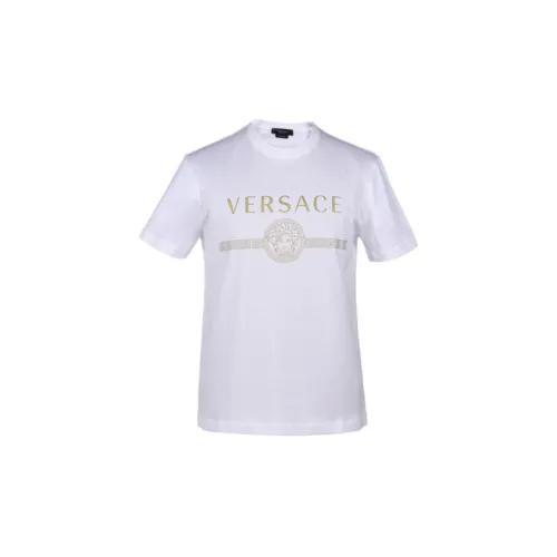 VERSACE Men’s Round-neck Short Sleeve White T-shirt