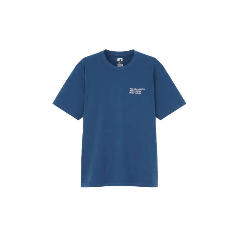 UNIQLO Drop Shoulder Sleeve T Shirt Unisex Navy Blue-1