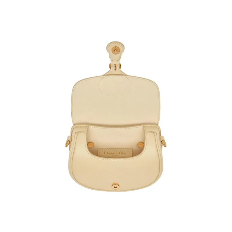 DIOR Bobby Smooth Finish Cow Leather Shoulder Bag Crossbody Bag Extra Mini Women's Light Yellow-3