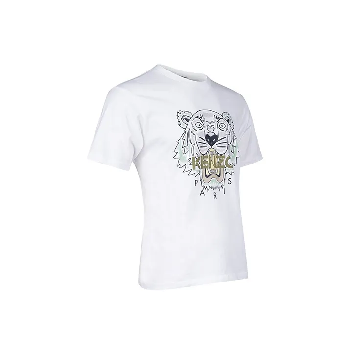 KENZO Classic Tiger Head T Shirts Men White-3
