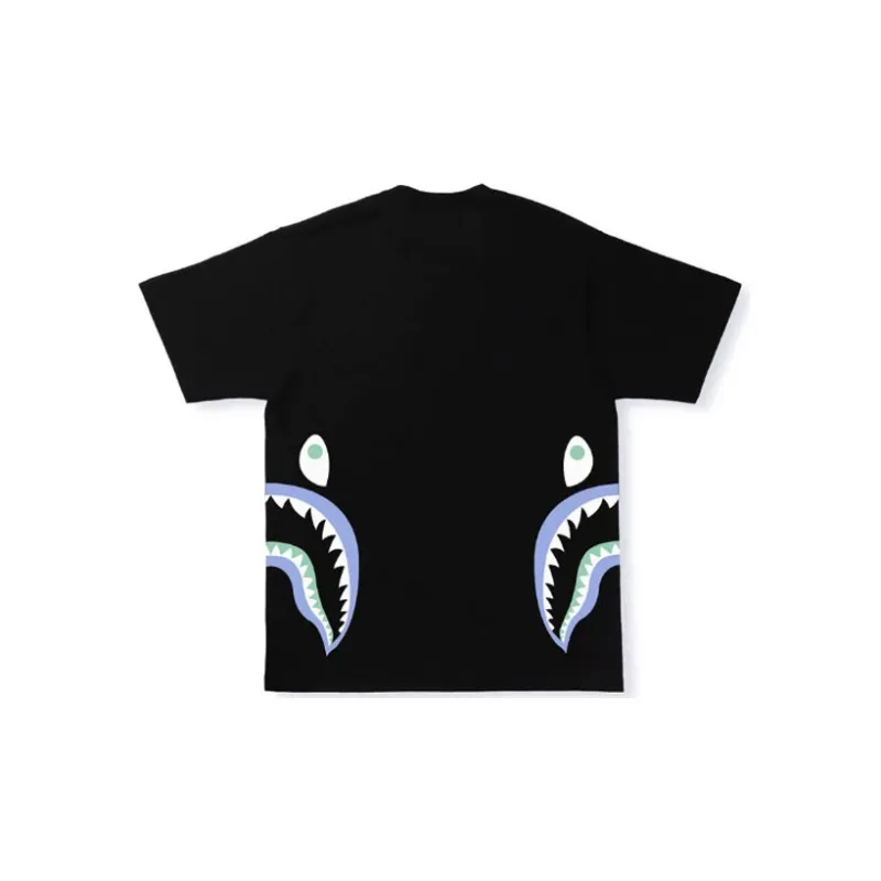A BATHING APE Text Code Camo Side Shark Tee-1