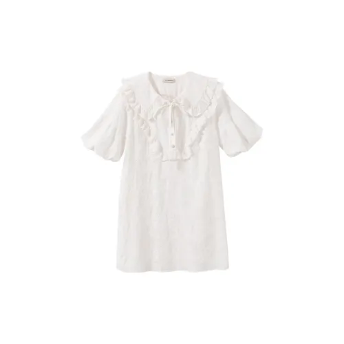 YUMOMO STAR Short-Sleeved Dresses Women's Cream White