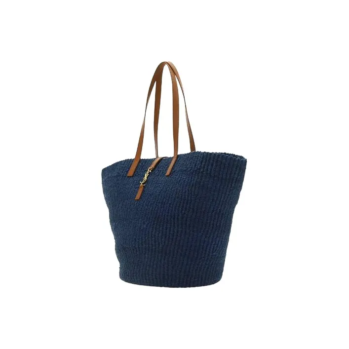SAINT LAURENT Cow Leather Tote Bag Shopping Bag Handbag Women's Blue/Purple-1