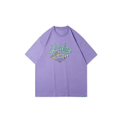 Steven Harrington X LINING Skateboard T-Shirts Unisex Light Blue Purple