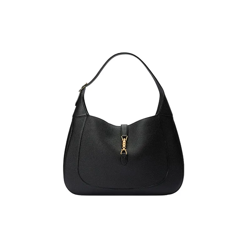 GUCCI Jackie 1961 Leather Crescent Shoulder Bag Shoulder Bag Large Size Women's Black-0