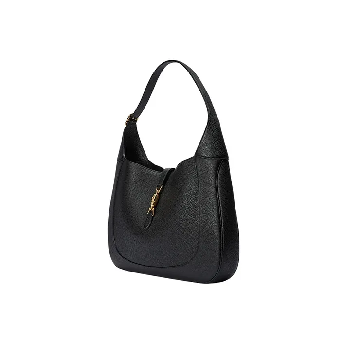 GUCCI Jackie 1961 Leather Crescent Shoulder Bag Shoulder Bag Large Size Women's Black-2