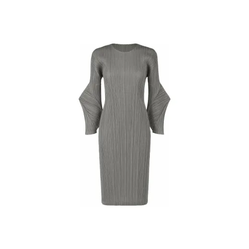 PLEATS PLEASE ISSEY MIYAKE Long-Sleeved Dresses Women's Gray