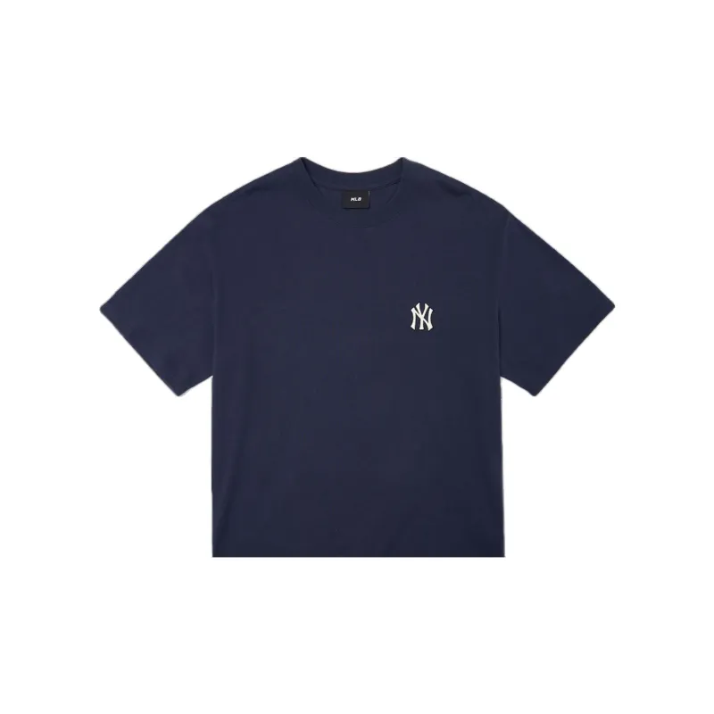 MLB Cashew Flower T Shirts Unisex Navy Blue-1
