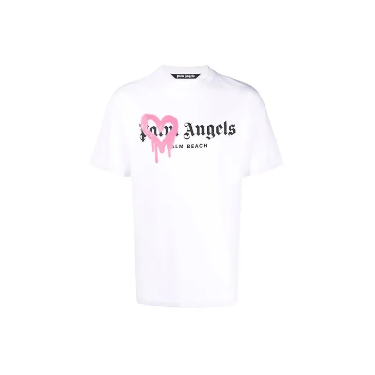 PALM ANGELS Palm Beach Heart Sprayed Logo T Shirt-1