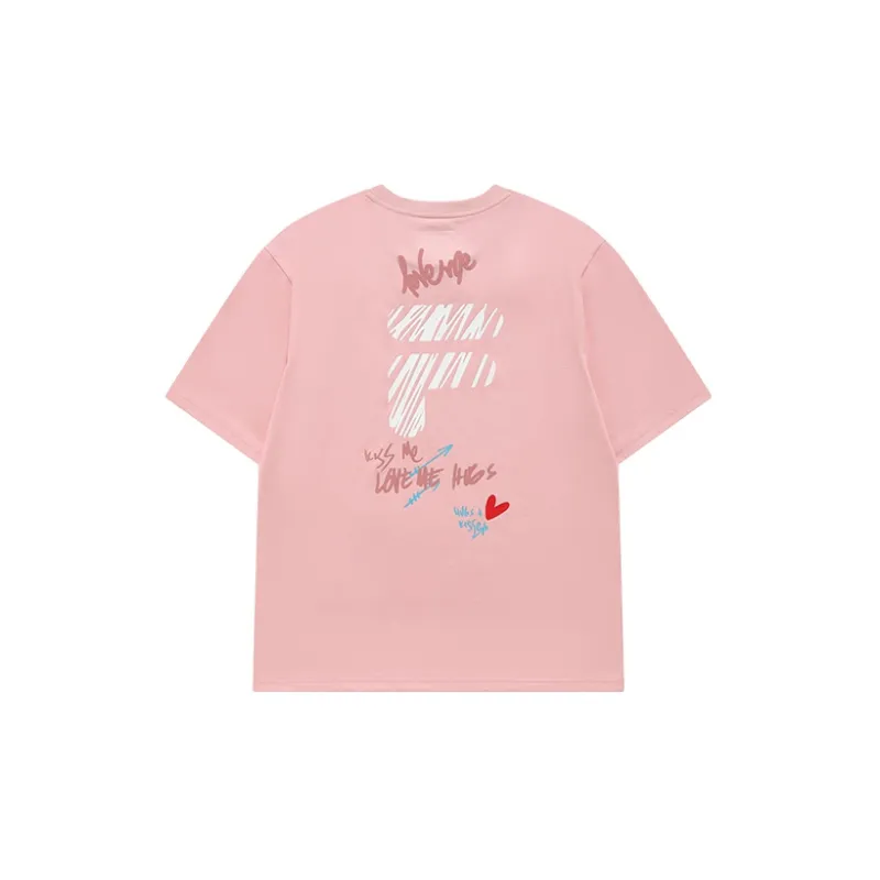 FILA FUSION Drop Shoulder Sleeve T Shirt Unisex Youth Pink-1