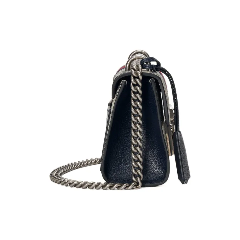 GUCCI Padlock Canvas With Leather Box Bag, Shoulder Bag, Crossbody Bag Trumpets Women's Light Camel/Blue/Red-3