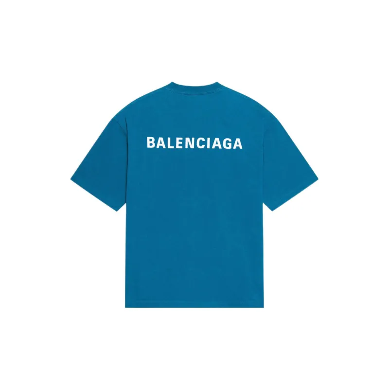 Balenciaga T Shirt, Loose Fit Men's Azure Blue-1