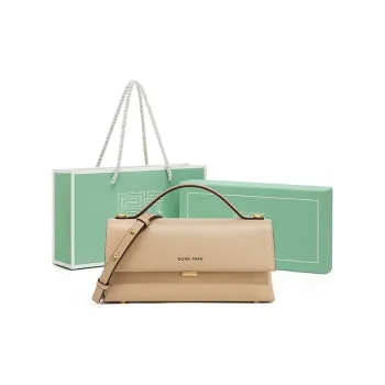 Gong Xuan Cow Leather Shoulder Bag, Crossbody Bag, Handbag Women's Khaki