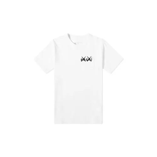 KAWS X Sacai Embroidery Tee White X White