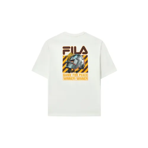 FILA Game For Peace T-Shirts Unisex Raw White