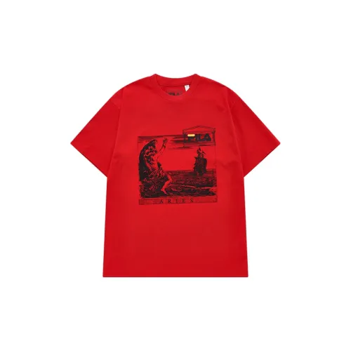 Aries X FILA FUSION T-Shirts Unisex Legend Red