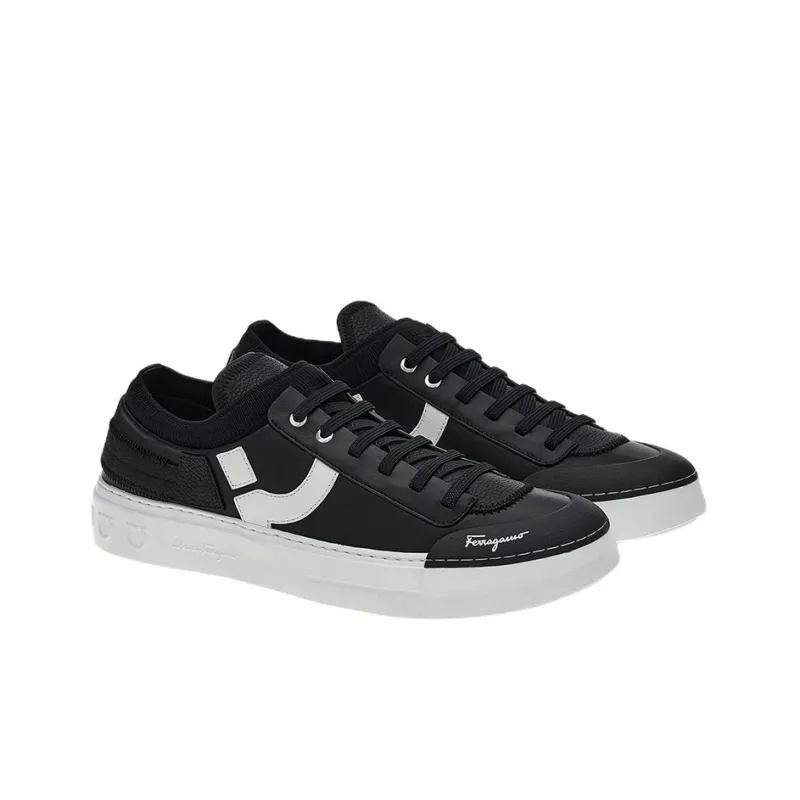 FERRAGAMO Gancini Low Top Stylish Skateboarding Shoes Men's Black-2