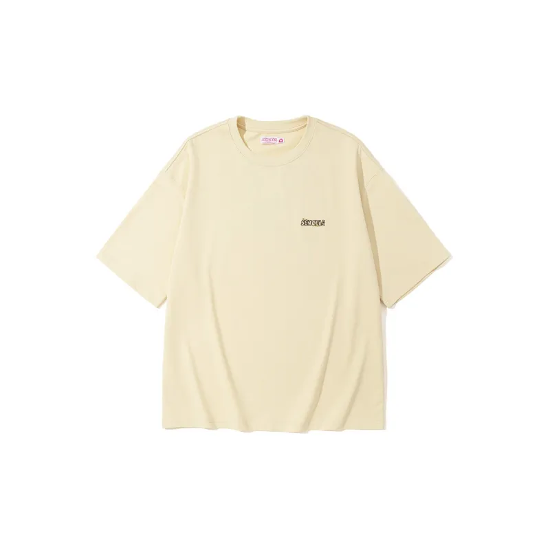 SENCE LA T-Shirts Unisex Beige Yellow-1