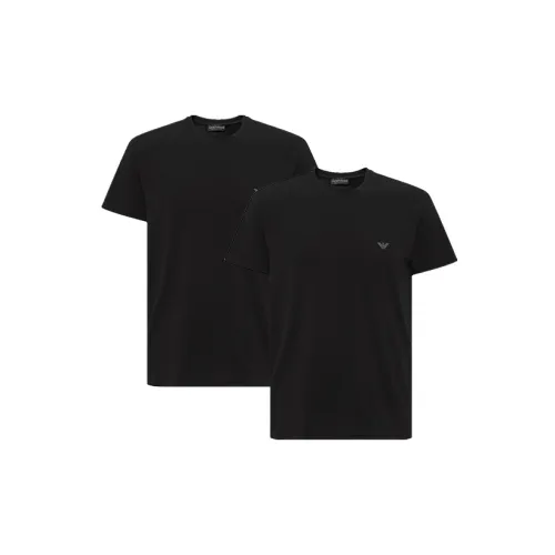 EMPORIO ARMANI T-Shirts Men Set Of 2 Black+Black