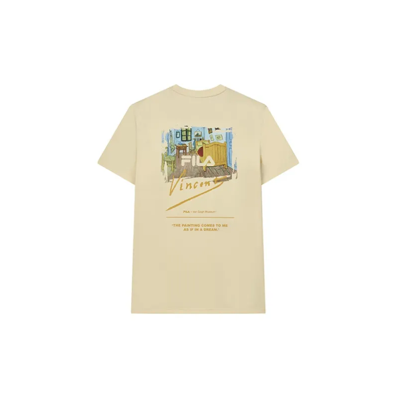 FILA x FANGAOLIANMINGXILIE T Shirt Men's Apricot Light Yellow-1